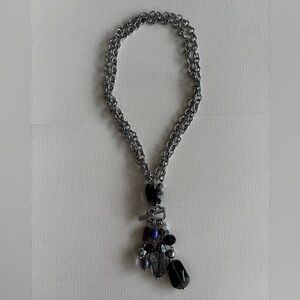 Lia Sophia Silver and Purple Tone 2 Ways to Wear Necklace